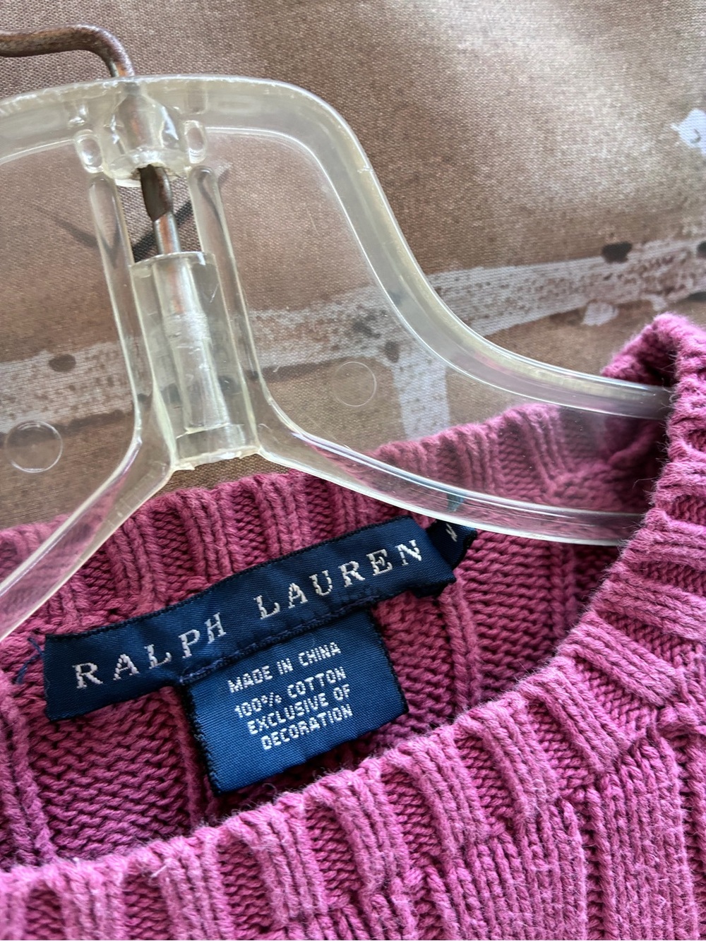 Vtg 90’s Ralph Lauren size M y2k Pink Cable Knit Crewneck Sweater - Picture 3 of 6
